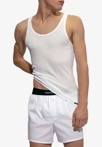Tom Ford Logo-waistband Boxer Shorts In White