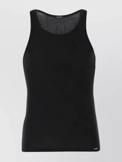 Tom Ford Ribbed Tank Top In Cotton And Modal In Metallic