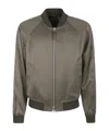Tom Ford Ribbed Bomber Jacket With Button Accents In Green