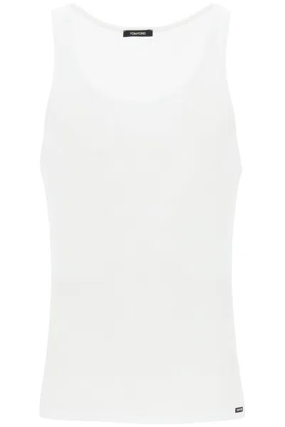Tom Ford Ribbed Underwear Tank Top In Bianco