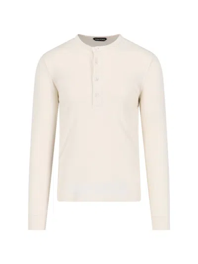 Tom Ford Basic 'henley' Sweater In White