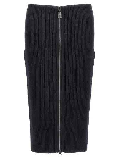Tom Ford Ribbed Wool Skirt In Black