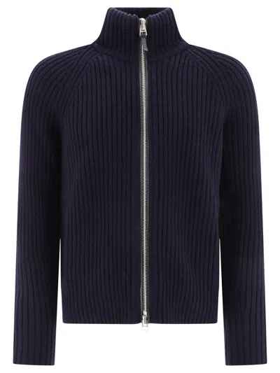 Tom Ford Ribbed Zippered Sweater Knitwear Blue