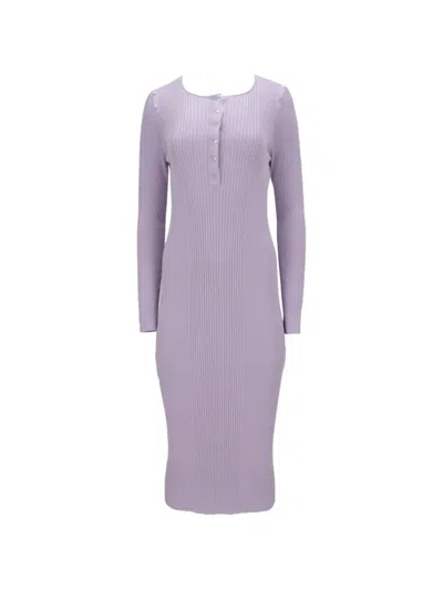 Tom Ford Ribbed-knit Button-detail Kitted Midi Dress In Purple
