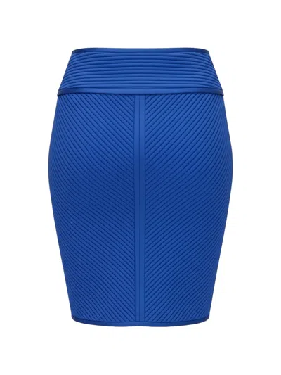 Tom Ford Ribbed-knit Front-slit Mini Skirt In Blue