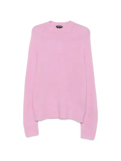 Tom Ford Ribbed-trim Long-sleeve Sweater In Pink