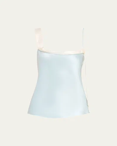 Tom Ford Ribbon Silk Cami Top In Blue