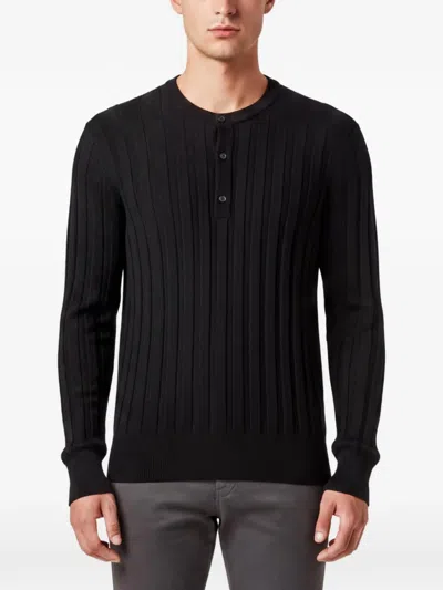 Pre-owned Tom Ford Rib-knit Henley Sweater In Black