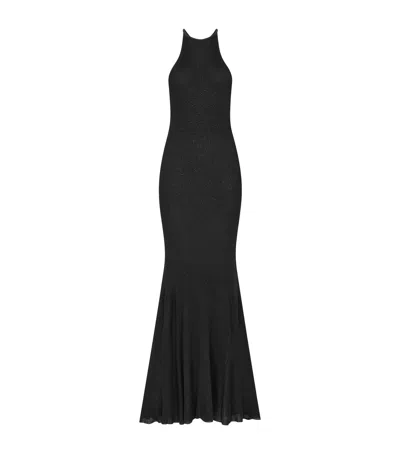 Tom Ford Rib-knit Micro Sequin Maxi Dress In Black