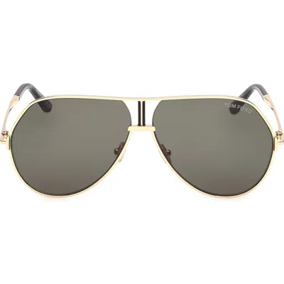 Tom Ford Rickie 63mm Oversize Navigator Sunglasses In Gold