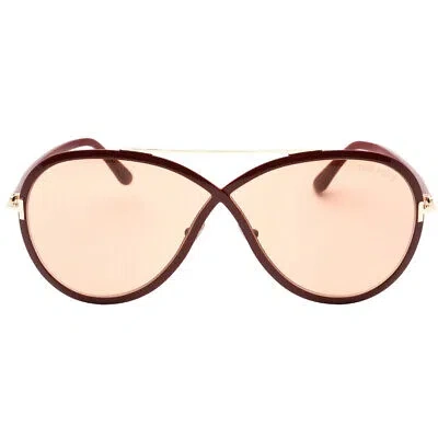 Pre-owned Tom Ford Rickie Ft1007 69e Bordeaux Sunglass In Brown