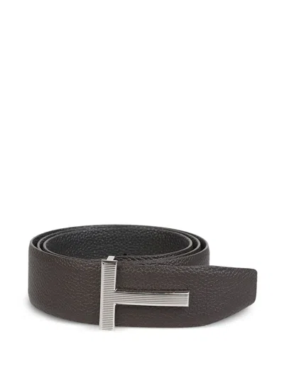 Tom Ford Ridge Buckle T Belt In Neutral
