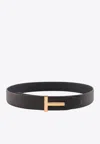 Tom Ford Small Grain Leather Icon Belt In Brown