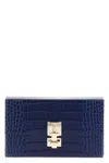 Tom Ford Rectangular Clutch Crocodile Texture Gold Hardware In Blue