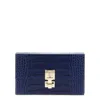 Tom Ford Rectangular Clutch Crocodile Texture Gold Hardware In Blue