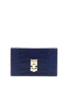 Tom Ford Rectangular Clutch Crocodile Texture Gold Hardware In Blue