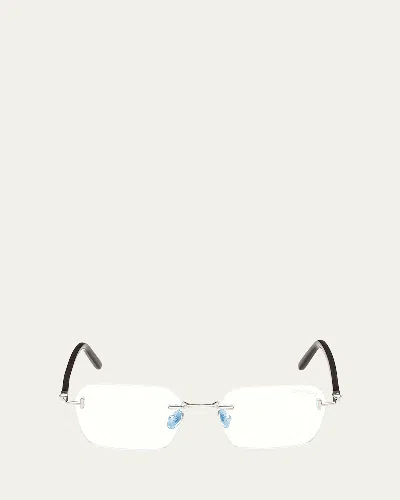 Tom Ford Rimless Mixed-media Rectangle Sunglasses In Metallic