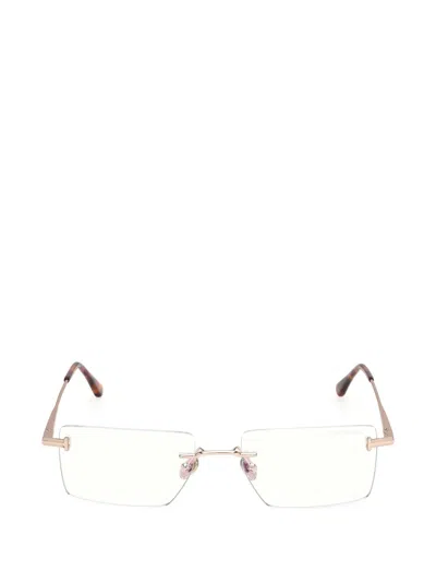 Tom Ford Rimless Rectangle-frame Glasses In Gold
