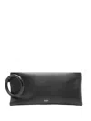 Tom Ford Aura Leather Clutch Bag With Lettering Logo On The Front In Black