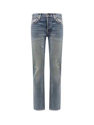 Tom Ford Rip-and-repair Straight Fit Jeans In Blue