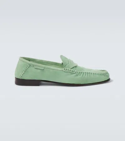 Tom Ford Ripley Suede Loafers In Green