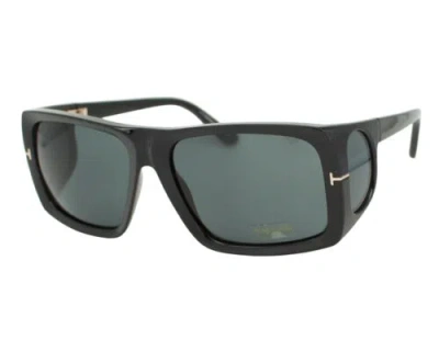 Pre-owned Tom Ford Rizzo 730 01a Shiny Black Gray Lens Men's Sunglasses 61-17-115 W/case