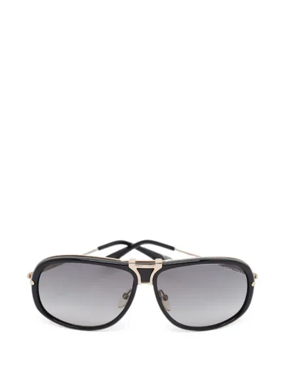 Pre-owned Tom Ford Robbie Pilot Sunglasses In Black