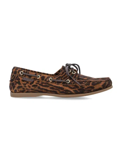 Tom Ford Ocelot Printed Suede Robin Boat Shoe Scarpe Basse Brown