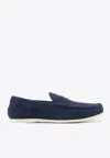 Tom Ford Robin Penny Suede Loafers In Blue