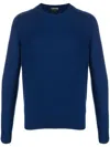 Tom Ford Ribbed-knit V-neck Jumper In Blau