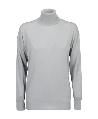 Tom Ford Roll Neck Fine Knit Jumper In Gray