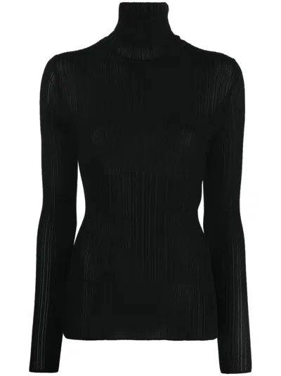 Tom Ford Roll-neck Ribbed-knit Jumper In Black