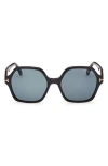 Tom Ford Geometric Square Acetate Sunglasses In Shiny Black/blue