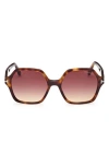 Tom Ford Romy 56mm Polarized Geometric Sunglasses In Shiny Blonde Havana/rose