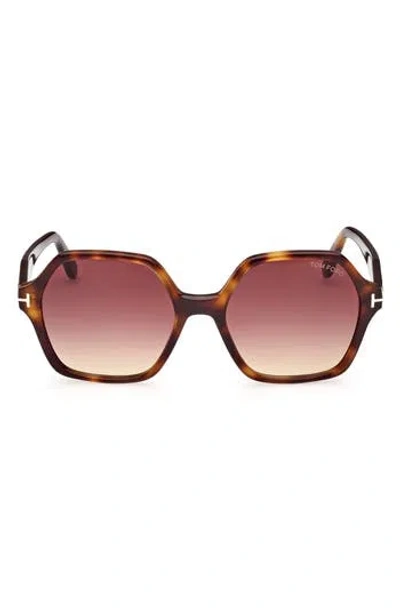 Tom Ford Romy 56mm Polarized Geometric Sunglasses In Shiny Blonde Havana/rose