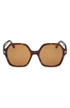 Tom Ford Romy 56mm Polarized Geometric Sunglasses In Brown