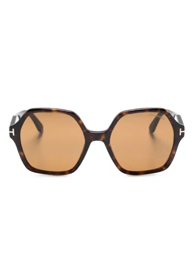 Tom Ford Romy Oversize-frame Sunglasses In 褐色