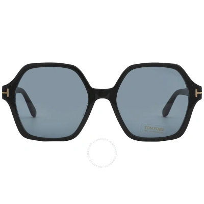 Tom Ford Romy Smoke Hexagonal Ladies Sunglasses Ft1032-f 01a 56 In Black