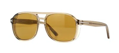 Pre-owned Tom Ford Rosco Ft 1022 Light Brown Crystal/brown (45e) Sunglasses