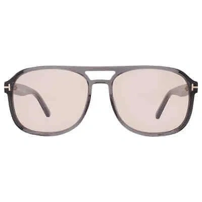 Pre-owned Tom Ford Rosco Light Brown Pilot Men's Sunglasses Ft1022 20e 58 Ft1022 20e 58