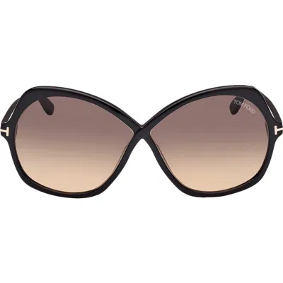Tom Ford Rosemin 64mm Gradient Oversize Butterfly Sunglasses In Brown