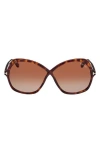Tom Ford Rosemin 64mm Gradient Oversize Butterfly Sunglasses In Brown