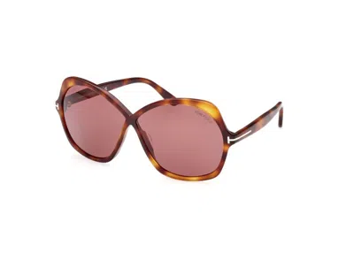 Pre-owned Tom Ford Rosemin Butterfly Sunglasses64) In Havana/violet (ft1013/52y