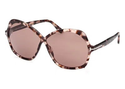 Pre-owned Tom Ford Rosemin Butterfly Sunglasses64) In Havana/violet (ft1013/55y In Purple