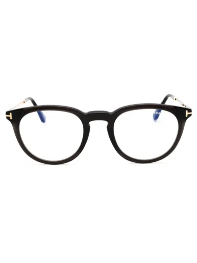 Tom Ford Round Acetate Men's Eyeglasses Ft5905-b In Black