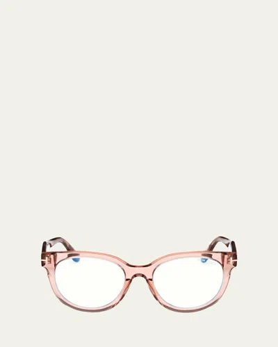 Tom Ford Round Acetate Optical Glasses In Pink