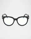 Tom Ford Blue Light Block Cat Eye Ladies Eyeglasses Ft5949-b 001 56 In Shiny Black