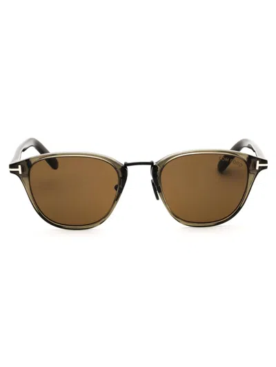Tom Ford Round Acetate Sunglasses For Men In Gray