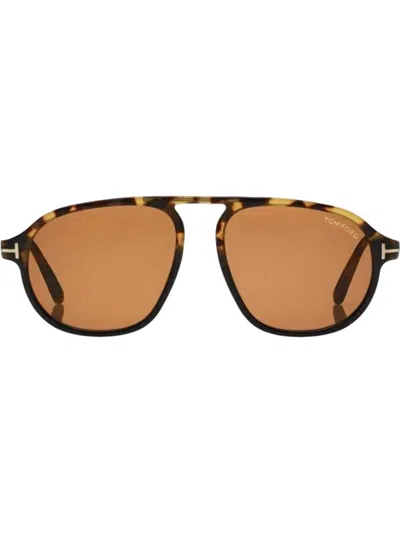 Tom Ford Round Acetate Sunglasses For Men In Brown