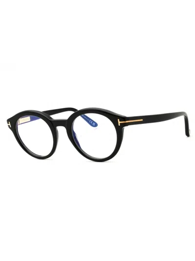 Tom Ford Round Acetate Unisex Eyeglasses - Model Ft6061-b In Black